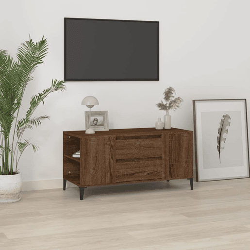 Móvel p TV, Armário de TV 102x44,5x50 cm derivados madeira carvalho castanho