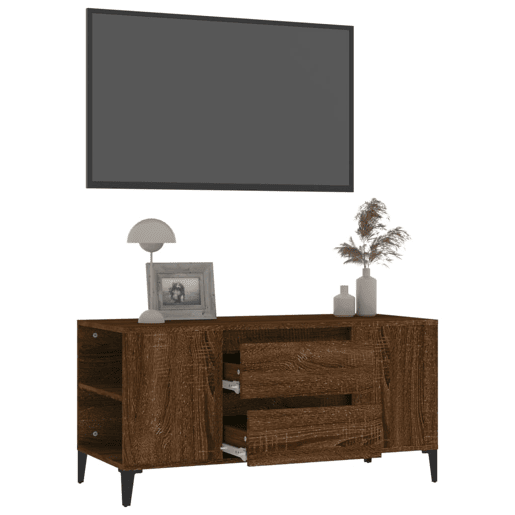Móvel p TV, Armário de TV 102x44,5x50 cm derivados madeira carvalho castanho