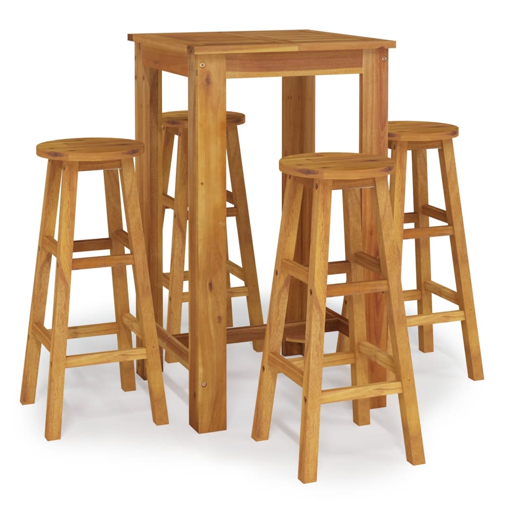 Juego de comedor de jardín 5 piezas madera maciza de acacia