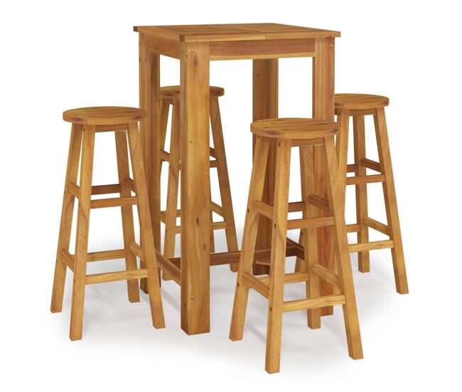 Juego de comedor de jardín 5 piezas madera maciza de acacia