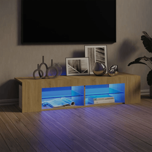 Móvel de TV - Modulo de TV - Armário de TV com luzes LED 135x39x30 cm carvalho sonoma