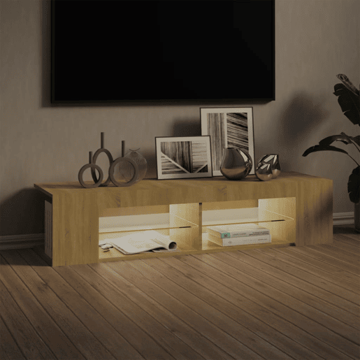 Móvel de TV - Modulo de TV - Armário de TV com luzes LED 135x39x30 cm carvalho sonoma
