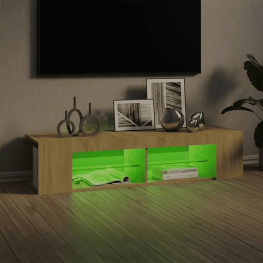 Móvel de TV - Modulo de TV - Armário de TV com luzes LED 135x39x30 cm carvalho sonoma