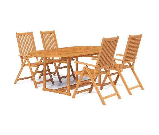 Juego de comedor de jardín 5 piezas madera maciza de acacia