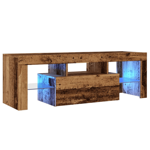Móvel de TV - Modulo de TV - Armário de TV com luzes LED derivados de madeira madeira velha