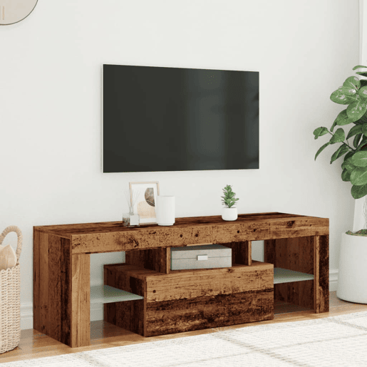 Móvel de TV - Modulo de TV - Armário de TV com luzes LED derivados de madeira madeira velha