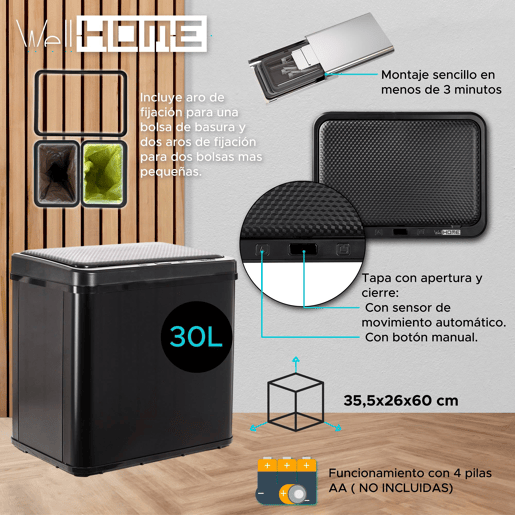 WELL HOME - Lixeira inteligente sem pernas com abertura automática