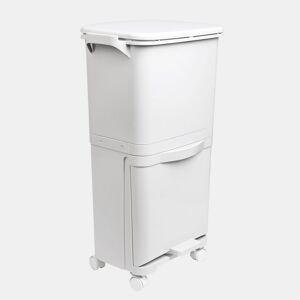 Lixeira de triagem seletiva com pedal, rodas e alça com compartimentos duplos de 38L (24L + 14L).