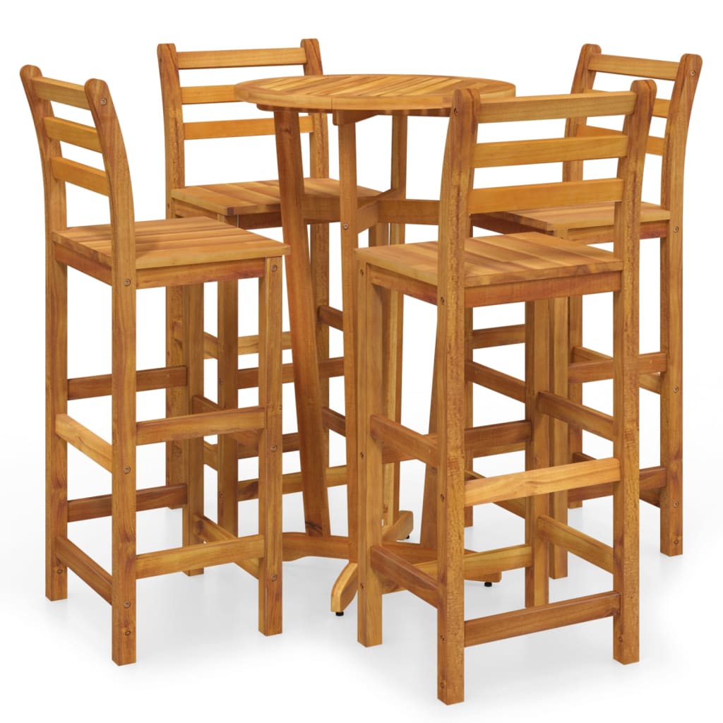 Juego de comedor de jardín 5 piezas madera maciza de acacia
