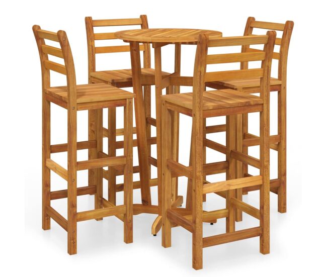 Juego de comedor de jardín 5 piezas madera maciza de acacia