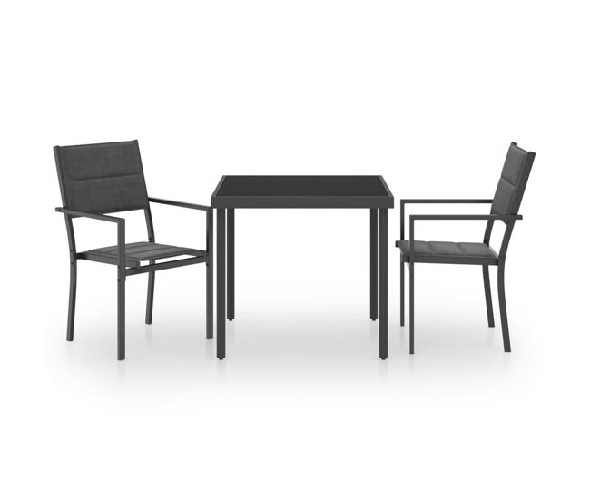 Juego de comedor para jardín 3 piezas acero