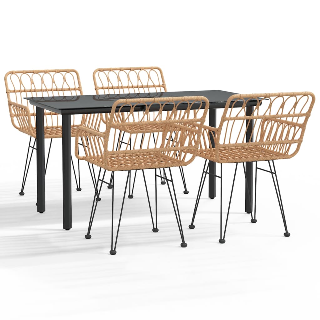 Juego de comedor de jardín 5 piezas ratán sintético