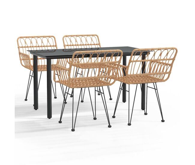 Juego de comedor de jardín 5 piezas ratán sintético