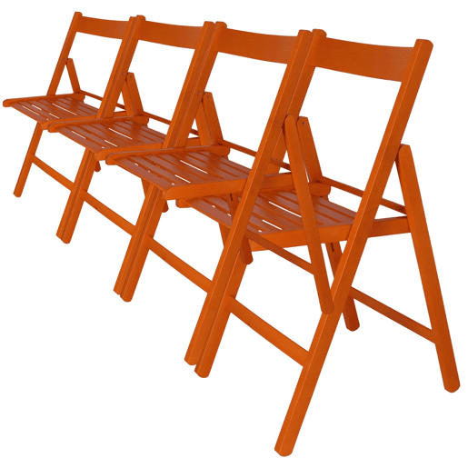 WELL HOME - Pack 4 Cadeiras BAS em madeira de faia, acabamento laranja
