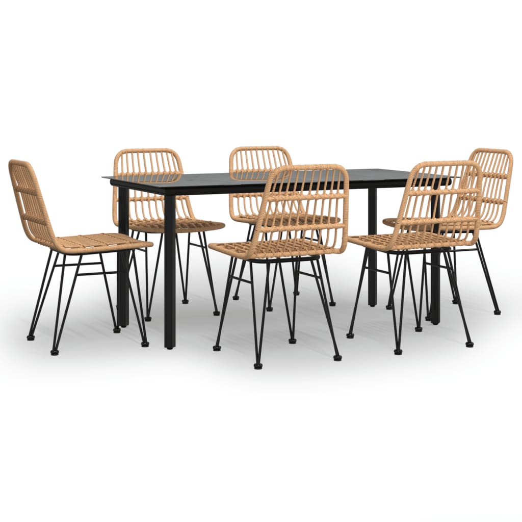 Juego de comedor de jardín 7 piezas ratán sintético