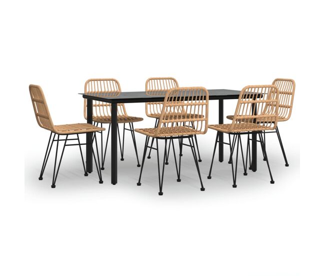 Juego de comedor de jardín 7 piezas ratán sintético