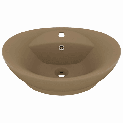 Lavatório - Lavabo - Pia de banheiro luxuoso oval 58,5x39 cm cerâmica creme mate