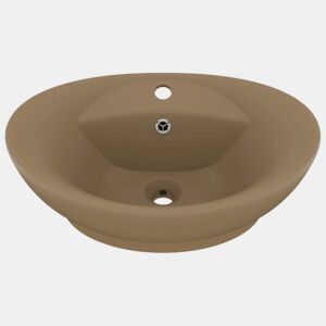 Lavatório - Lavabo - Pia de banheiro luxuoso oval 58,5x39 cm cerâmica creme mate