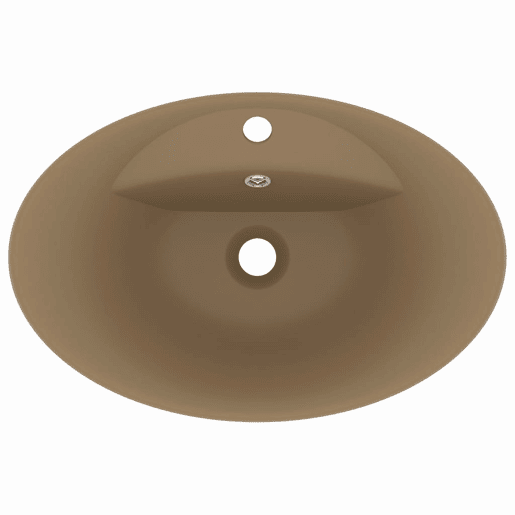 Lavatório - Lavabo - Pia de banheiro luxuoso oval 58,5x39 cm cerâmica creme mate