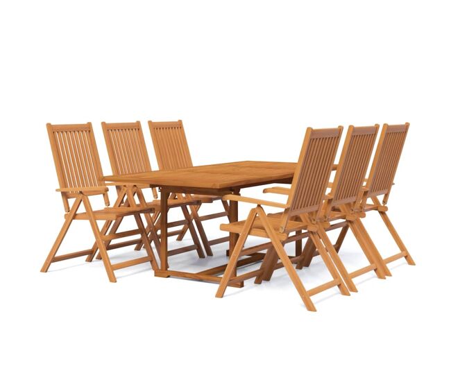 Juego de comedor de jardín 7 piezas madera maciza de acacia