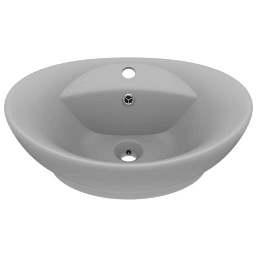 Lavatório - Lavabo - Pia de banheiro luxuoso oval 58,5x39 cm cerâmica cinza-claro mate