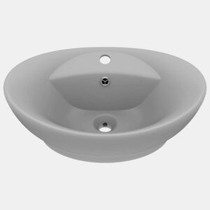 Lavatório - Lavabo - Pia de banheiro luxuoso oval 58,5x39 cm cerâmica cinza-claro mate