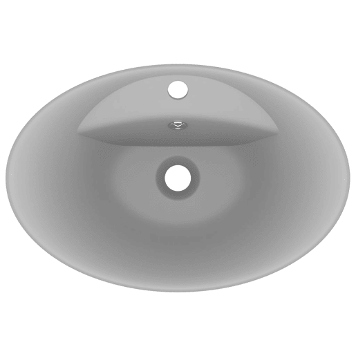 Lavatório - Lavabo - Pia de banheiro luxuoso oval 58,5x39 cm cerâmica cinza-claro mate