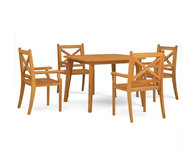 Juego de comedor de jardín 5 piezas madera maciza de acacia