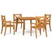 Juego de comedor de jardín 5 piezas madera maciza de acacia Juego de comedor de jardín 5 piezas madera maciza de acacia Marrón