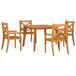 Juego de comedor de jardín 5 piezas madera maciza de acacia Juego de comedor de jardín 5 piezas madera maciza de acacia Marrón