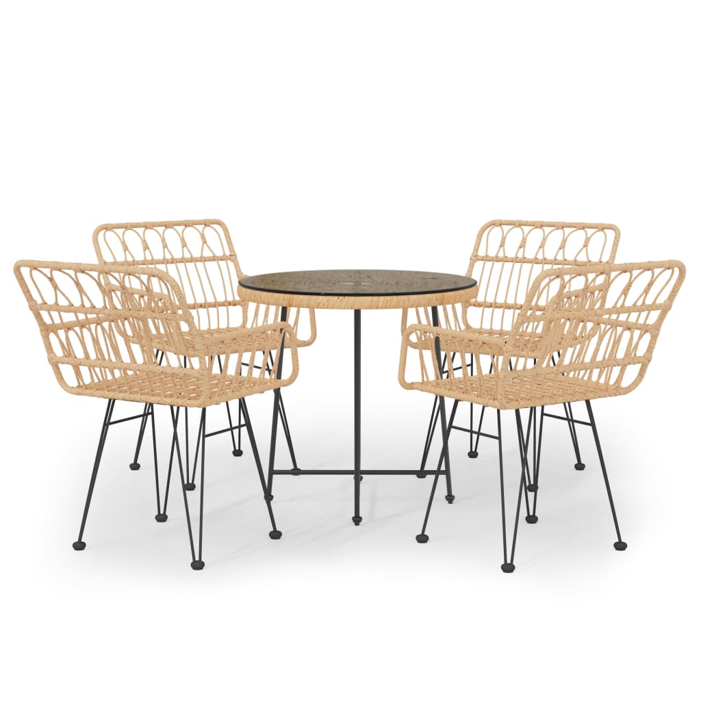 Juego de comedor de jardín 5 piezas ratán sintético