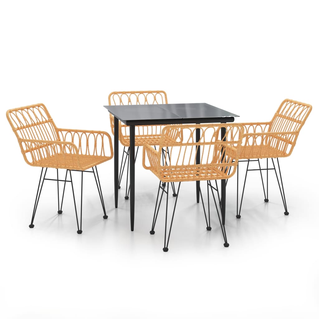 Juego de comedor de jardín 5 piezas ratán sintético