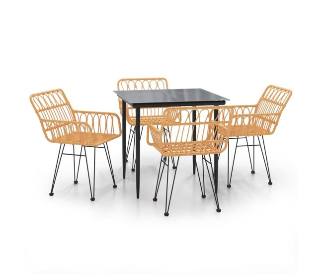 Juego de comedor de jardín 5 piezas ratán sintético