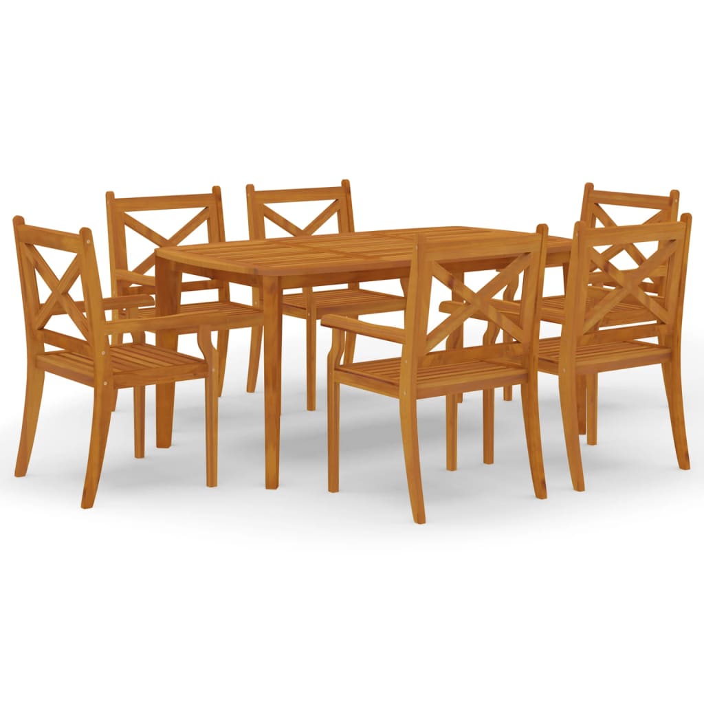 Juego de comedor de jardín 7 piezas madera maciza de acacia