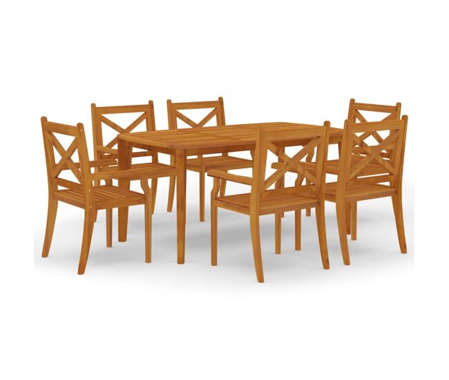 Juego de comedor de jardín 7 piezas madera maciza de acacia