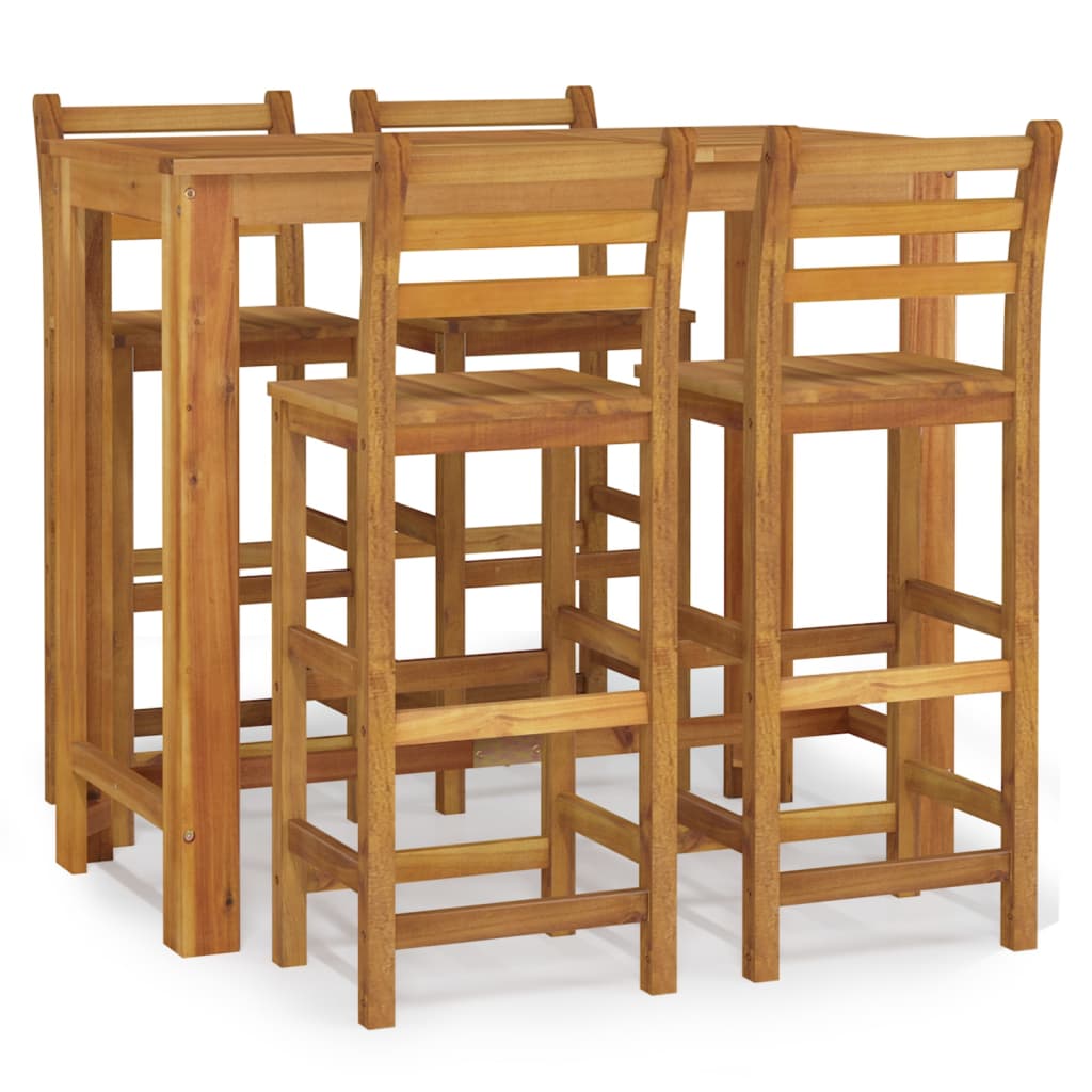Juego de comedor de jardín 5 piezas madera maciza de acacia