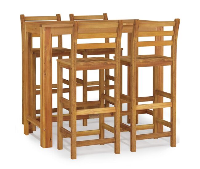 Juego de comedor de jardín 5 piezas madera maciza de acacia