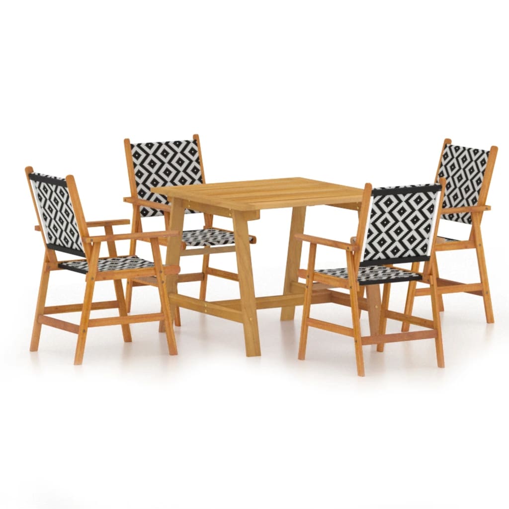 Juego de comedor de jardín 5 piezas madera maciza de acacia