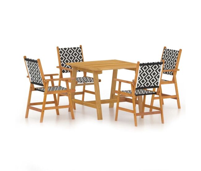 Juego de comedor de jardín 5 piezas madera maciza de acacia