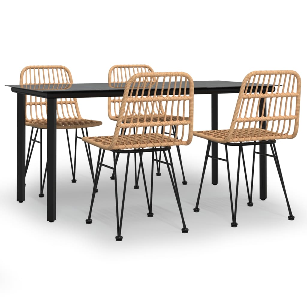 Juego de comedor de jardín 5 piezas ratán sintético