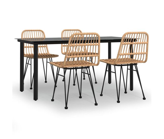 Juego de comedor de jardín 5 piezas ratán sintético