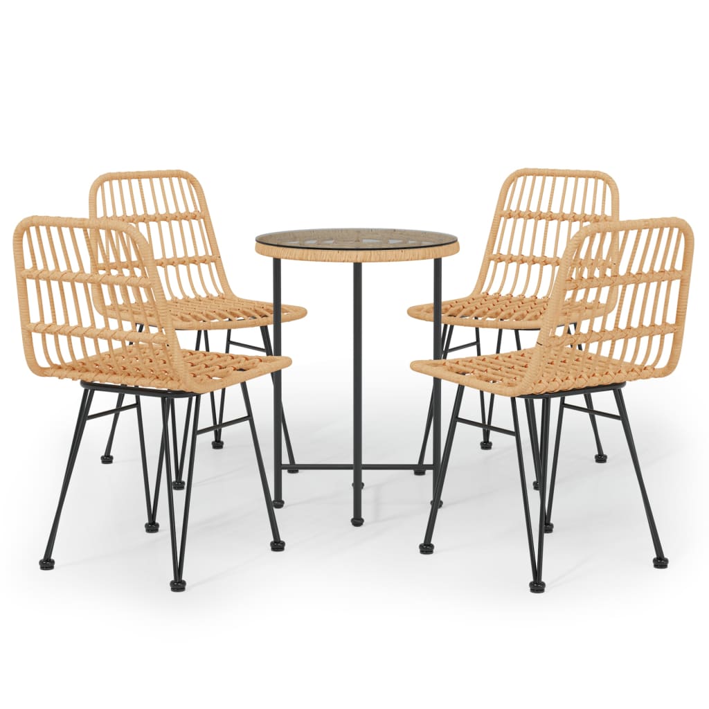 Juego de comedor de jardín 5 piezas ratán sintético