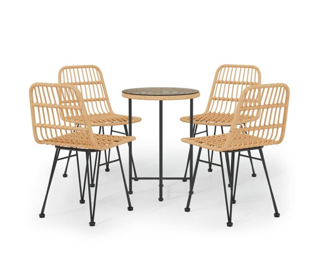 Juego de comedor de jardín 5 piezas ratán sintético