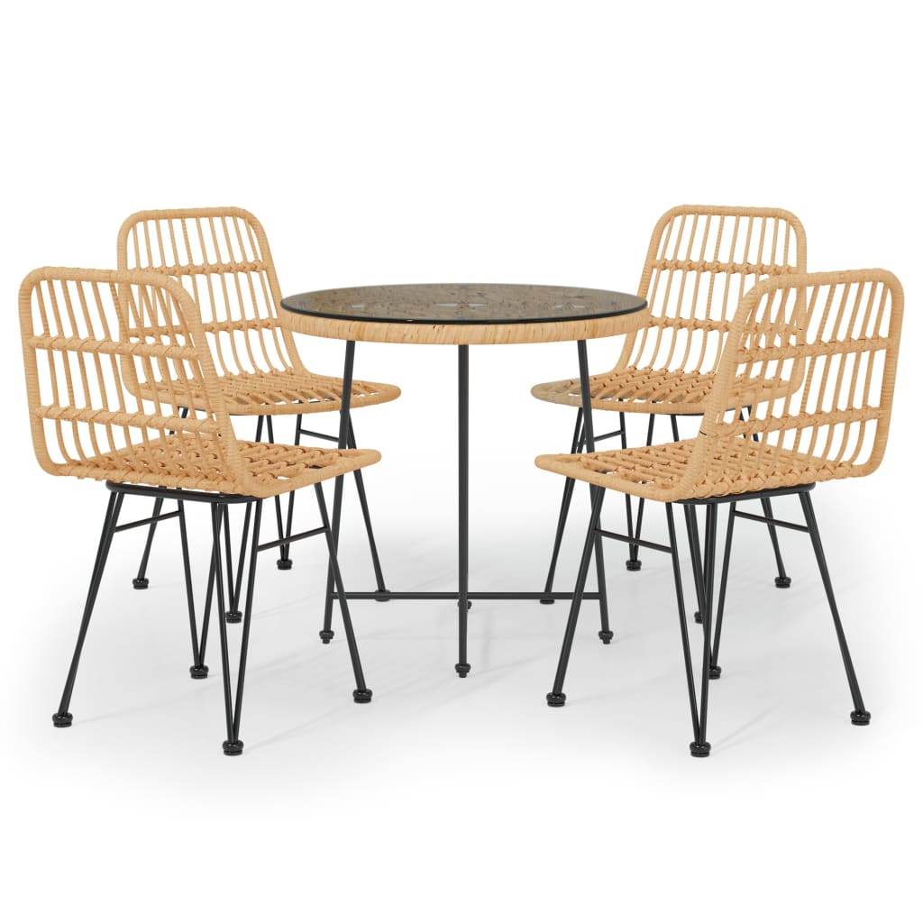 Juego de comedor de jardín 5 piezas ratán sintético
