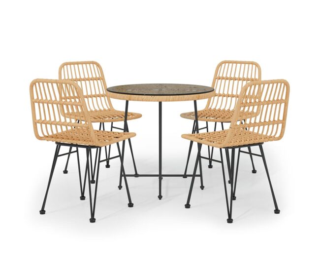 Juego de comedor de jardín 5 piezas ratán sintético