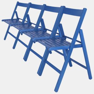 WELL HOME - Pack 4 Cadeiras BAS em madeira de faia, acabamento azul