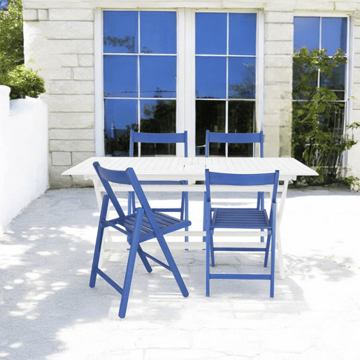 WELL HOME - Pack 4 Cadeiras BAS em madeira de faia, acabamento azul