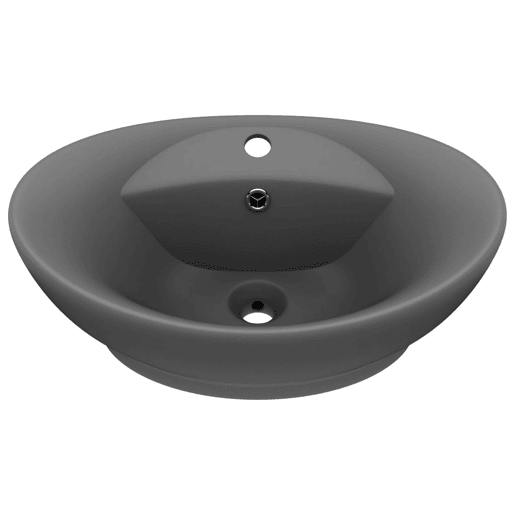Lavatório - Lavabo - Pia de banheiro luxuoso oval 58,5x39 cm cerâmica cinza-escuro mate