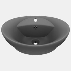 Lavatório - Lavabo - Pia de banheiro luxuoso oval 58,5x39 cm cerâmica cinza-escuro mate