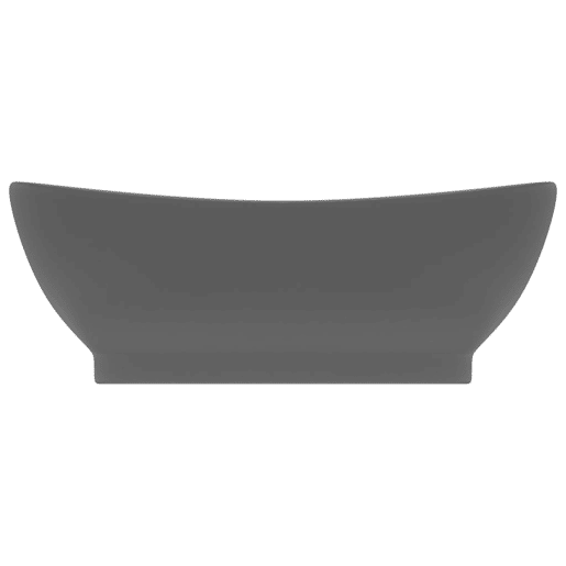 Lavatório - Lavabo - Pia de banheiro luxuoso oval 58,5x39 cm cerâmica cinza-escuro mate